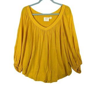 Anthropologie Maeve Women size 16 Yellow Boswell Peasant Light Cottagecore Top